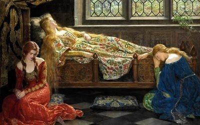 el artista brit&#225;nico, john collier, la bella durmiente, 1921