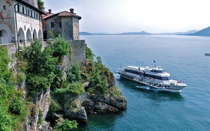 el lago maggiore, barco de recreo, italia