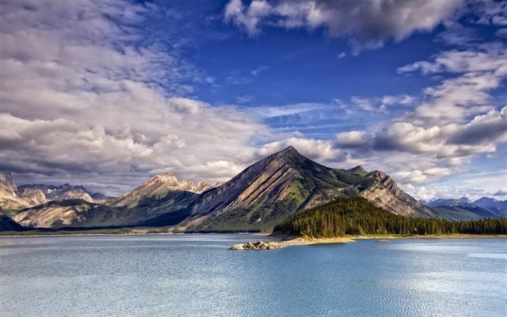 mountain lake, vuoret, USA, mets&#228;, taivas, lake