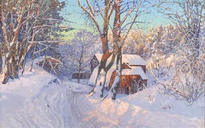 anselmo sal, montanha, anshelm schultz, artista sueco, paisagem de inverno, das maravilhas do inverno
