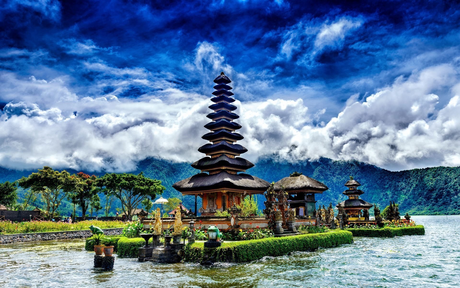 ダウンロード画像 湖beratan バリ島 インドネシア 画面の解像度 19x10 壁紙デスクトップ上