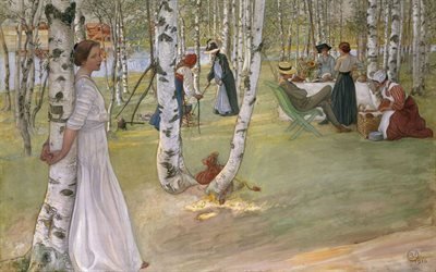 ruotsalainen taiteilija, carl larsson, 1910, akvarelli