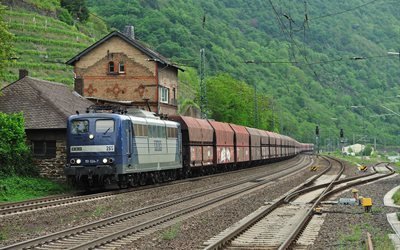 cidade de oberwesel, composi&#231;&#227;o, locomotiva, alemanha