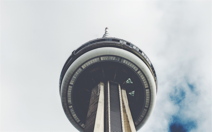 La CN Tower di Toronto, Torre, vista dal basso, sky, Canada