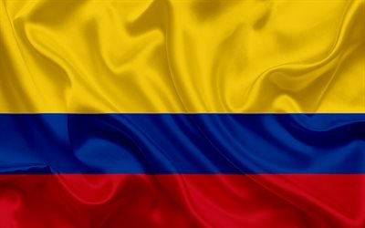 Colombian flag, Colombia, South America, silk, flag of Colombia