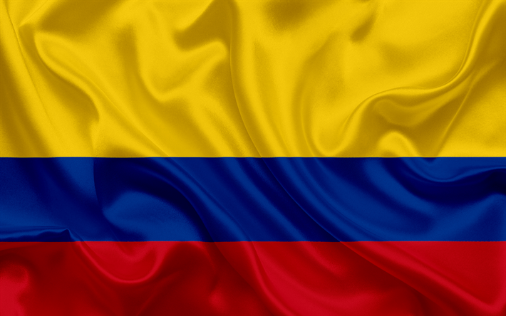 Colombiano bandeira, Col&#244;mbia, Am&#233;rica Do Sul, seda, bandeira da Col&#244;mbia