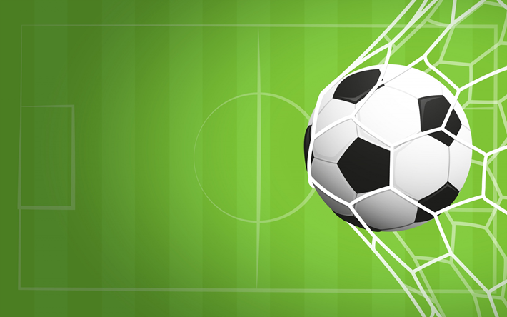 Download wallpapers Football, goal, soccer ball, soccer field, stadium