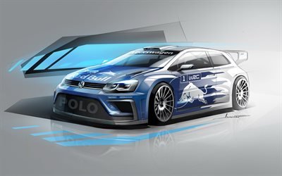 Volkswagen Polo R WRC, 2017 cars, art, FIA World Rally Championship, WRC