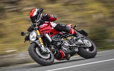 Ducati Monster 1200 S, rider, 2017 bikes, movement, italian motorcycles, Ducati