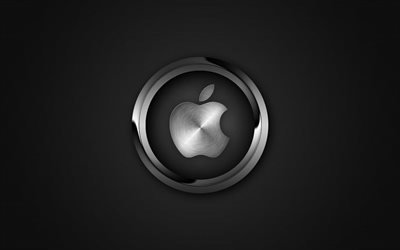 Apple, metal logo, Apple emblem, metal