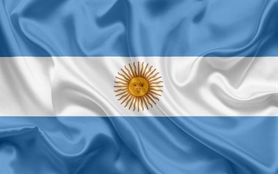 Argentinian flag, Argentina, South America, silk, flag of Argentina