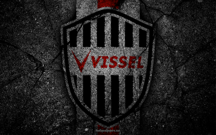 Vissel Kobe, logo, l&#39;arte, la J-League, il calcio, il football club, FC Kobe, asfalto texture
