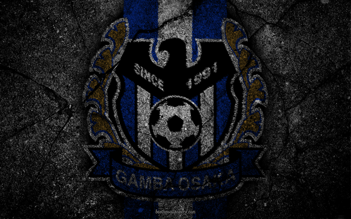Gamba Osaka, logo, sanat, J-League, futbol, futbol kul&#252;b&#252;, G-Osaka, asfalt doku