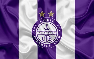 Ujpest FC, Hungarian Football Club, Ujpest emblem, logo, silk flag, Budapest, Hungary, football, Hungarian football league