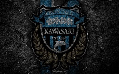 Kawasaki Frontale, logo, art, J-League, soccer, football club, FC Kawasaki Frontale, asphalt texture