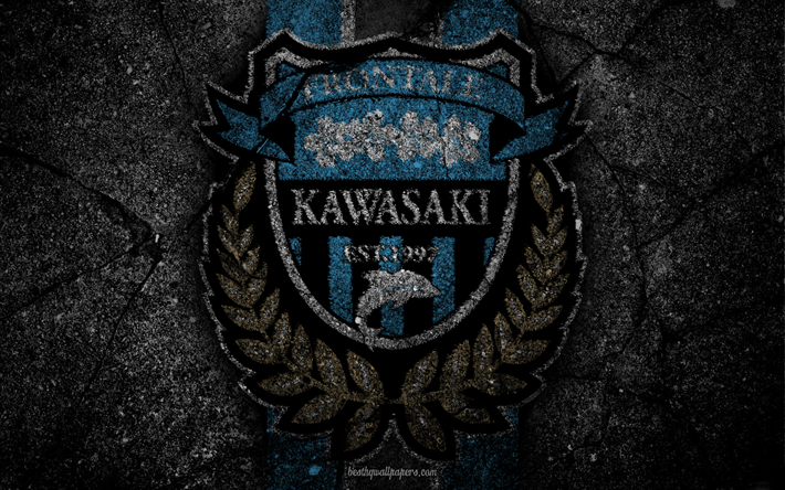 kawasaki frontale logo -, kunst -, j-league, fussball, fu&#223;ball-club, fc kawasaki frontale, asphalt textur