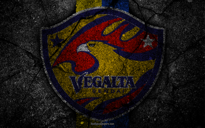Vegalta Sendai, el logotipo, el arte, la J-League, f&#250;tbol, club de f&#250;tbol, el FC Vegalta Sendai, asfalto textura