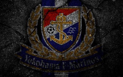 Yokohama F Marinos, logo, art, J-League, soccer, football club, Yokohama Marinos, asphalt texture
