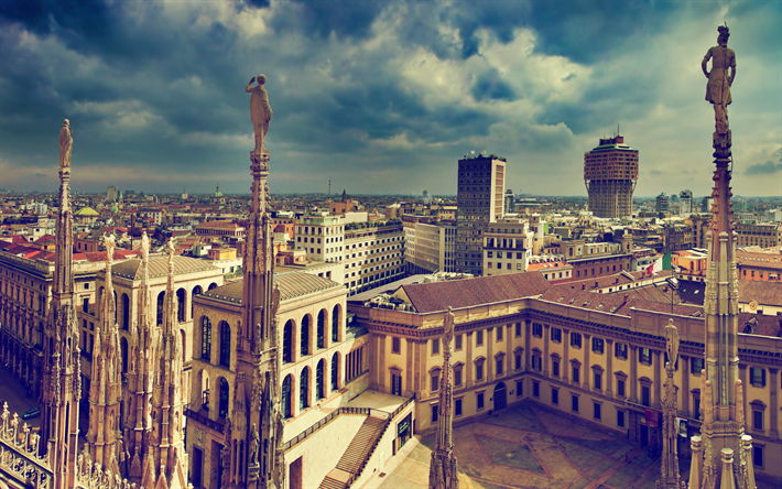 Milan, 4k, cityscapes, architecture, Italy