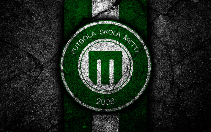 4k, FC Metta, calcio, logo, SynotTip Virsliga, pietra nera, FK Metta, Lettonia, asfalto texture, Metta FC