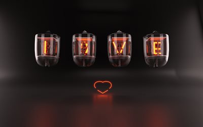 愛概念, 【クリエイティブ-アート, 愛の言葉, 電球, 灯り