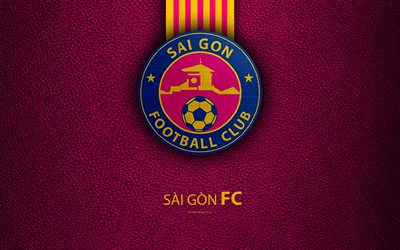Sai Gon FC, 4k, textura de couro, logo, Vietnamita futebol clube, cor-de-rosa as linhas amarelas, emblema, arte criativa, V-League 1, Cidade De Ho Chi Minh City, Vietname, futebol