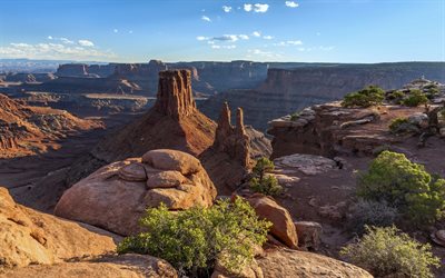 岩, 山の風景, 砂漠, 夜, 夕日, Canyonlands国立公園, ユタ, 米国