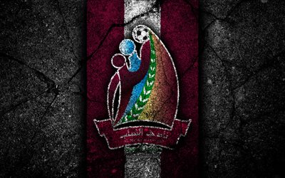 4k, Al-Shabab FC, logo, Bahrain football club, soccer, black stone, Bahraini Premier League, Al-Shabab, asphalt texture, football, FC Al-Shabab