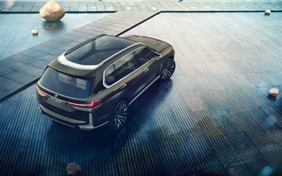 BMW X7, 2018, G07, 4k, SUV di lusso, vista posteriore, blu nuovo X7, auto tedesche, BMW