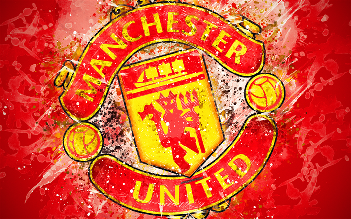 Download wallpapers Manchester United FC, 4k, paint art, logo, creative ...
