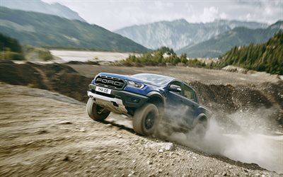 4k, Ford Ranger Raptor, 2019, off-road, new SUV, front view, new blue Ranger Raptor, American cars, Ford