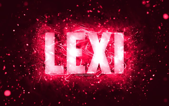 Buon Compleanno Lexi, 4k, luci al neon rosa, nome Lexi, creativo, Lexi Buon Compleanno, Lexi Compleanno, nomi femminili americani popolari, foto con nome Lexi, Lexi