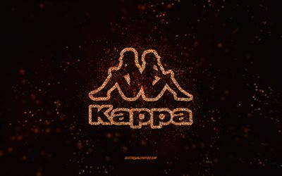 Kappa glitter logo, 4k, black background, Kappa logo, golden glitter art, Kappa, creative art, Kappa golden glitter logo