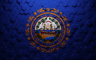 Flag of New Hampshire, honeycomb art, New Hampshire hexagons flag, New Hampshire, 3d hexagons art, New Hampshire flag