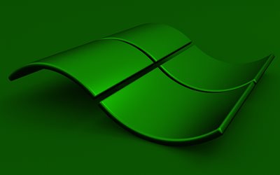 Windows green logo, 4K, green backgrounds, creative, OS, Windows 3D logo, artwork, Windows 3D wavy logo, Windows logo, Windows
