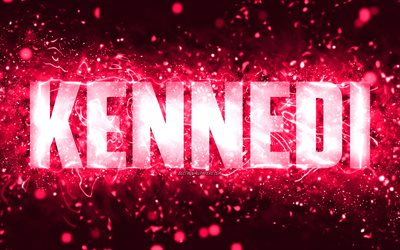 Happy Birthday Kennedi, 4k, pink neon lights, Kennedi name, creative, Kennedi Happy Birthday, Kennedi Birthday, popular american female names, picture with Kennedi name, Kennedi