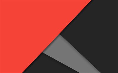 material design, 4k, vermelho e preto, formas geom&#233;tricas, planos de fundo coloridos, arte geom&#233;trica, criativo, plano de fundo com linhas