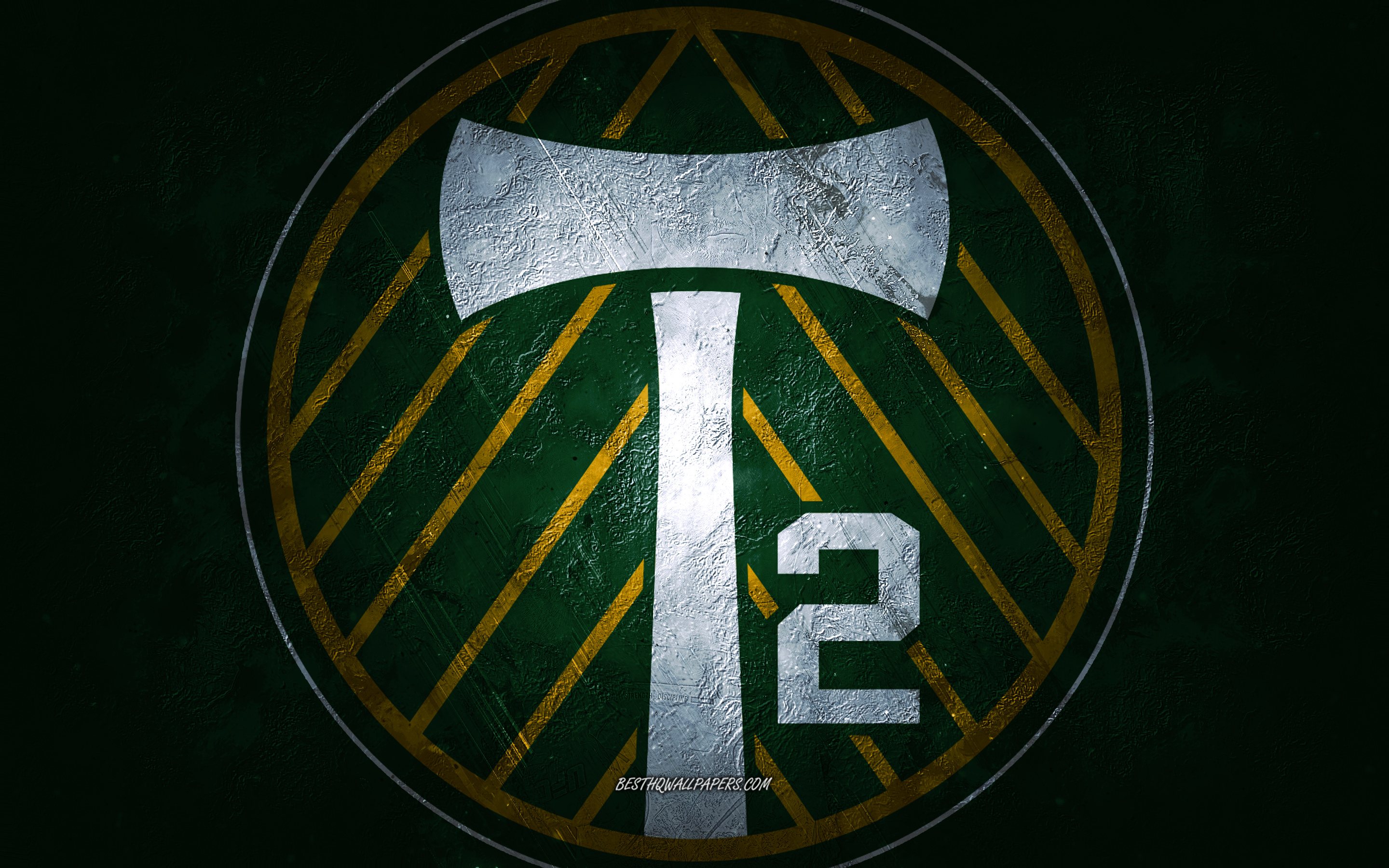 Portland Timbers, fundo verde, time de futebol americano, emblema do Portland Timbers, MLS, Oregon, EUA, futebol, logotipo do Portland Timbers