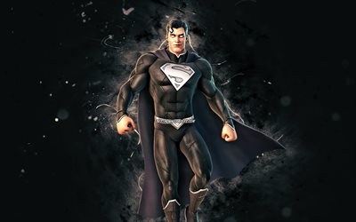 Shadow Superman, 4k, vita neonljus, Fortnite Battle Royale, Fortnite -karakt&#228;rer, Shadow Superman Skin, Fortnite, Shadow Superman Fortnite