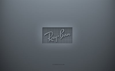 Ray-Ban logo, gray creative background, Ray-Ban emblem, gray paper texture, Ray-Ban, gray background, Ray-Ban 3d logo