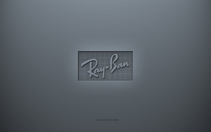 Ray-Ban-logo, harmaa luova tausta, Ray-Ban-tunnus, harmaa paperikuvio, Ray-Ban, harmaa tausta, Ray-Ban 3D -logo