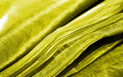 yellow wavy fabric background, 4K, wavy tissue texture, macro, yellow textile, fabric wavy textures, textile textures, fabric textures, yellow backgrounds, fabric backgrounds