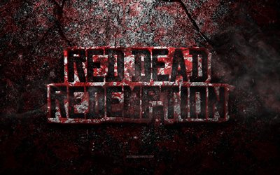 Red Dead Redemption logo, grunge art, Red Dead Redemption stone logo, red stone texture, Red Dead Redemption, grunge stone texture, Red Dead Redemption emblem, Red Dead Redemption 3d logo