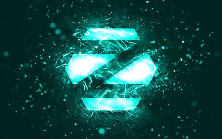 Zorin OS turquoise logo, 4k, turquoise neon lights, Linux, creative, turquoise abstract background, Zorin OS logo, OS, Zorin OS