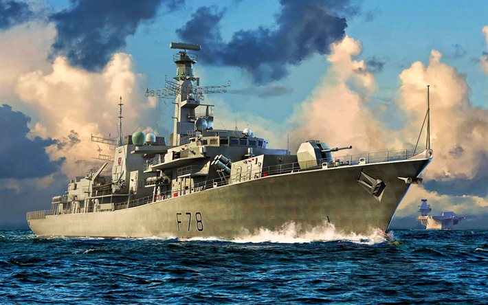 HMS كينت, خاصية التصوير بالمدى الديناميكي العالي / اتش دي ار, فرغاطة بارجة, الحراقة سفينة حربية, F78, البحرية الملكية البريطانية, و- السفن الحربية, فئة جريئة, سفينة حربية بريطانية