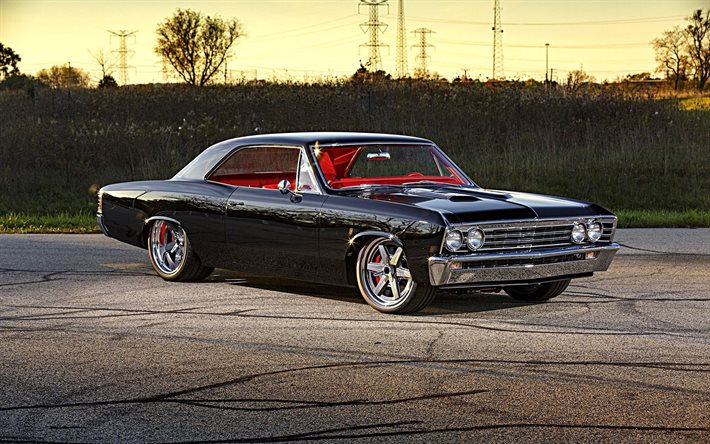 Chevrolet Chevelle, muscle car, 1967 auto, low rider, auto retr&#242;, 1967 Chevrolet Chevelle, auto americane, Chevrolet