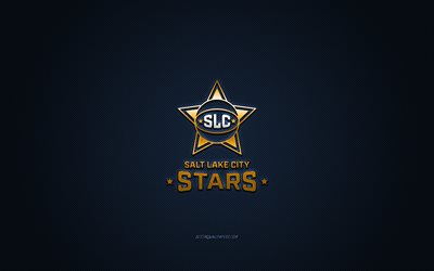 Salt Lake City Stars, Amerikkalainen koripalloseura, kultainen logo, sininen hiilikuitutausta, NBA G -liiga, koripallo, Salt Lake City, USA, Salt Lake City Stars -logo