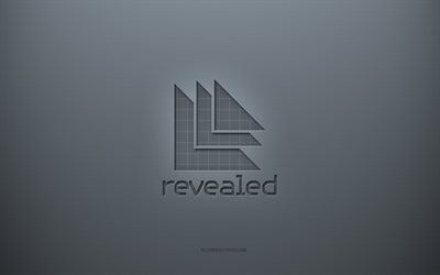 RevealedRecordingsのロゴ, 灰色の創造的な背景, 明らかにされた録音のエンブレム, 灰色の紙の質感, 明らかにされた録音, 灰色の背景, Revealed Recordings3dロゴ