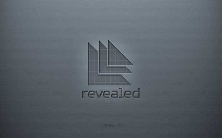 Revealed Recordings logosu, gri yaratıcı arka plan, Revealed Recordings amblemi, gri kağıt dokusu, Revealed Recordings, gri arka plan, Revealed Recordings 3d logosu