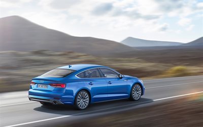 Audi A5 Coupe, 2017, A5 Sportback, blu A5, Audi blu